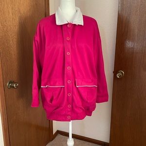 Pink French Terry Coat with Pink and White Gingham Check Lining